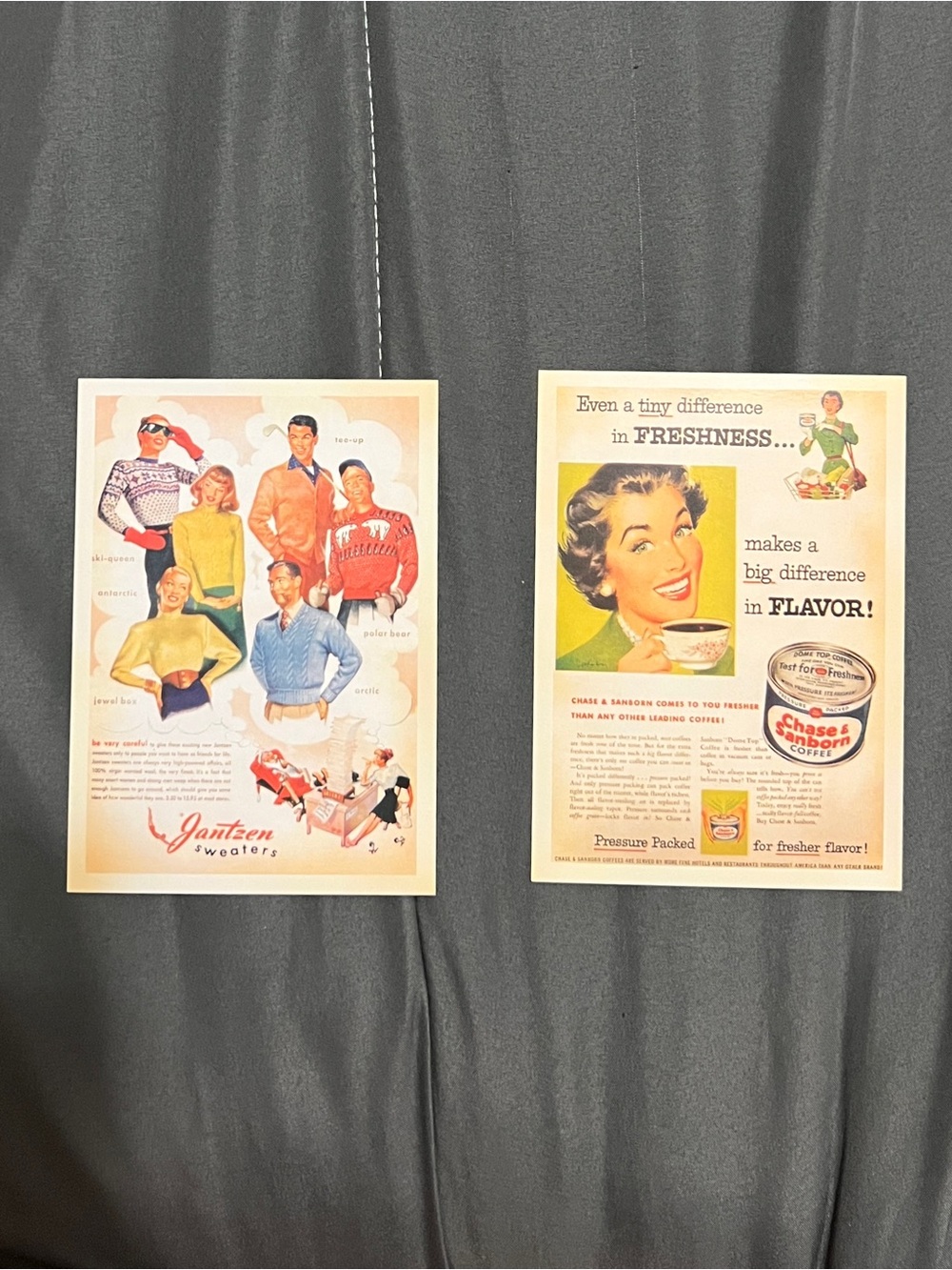 2 Retro Post Cards Colorful Vintage-Inspired